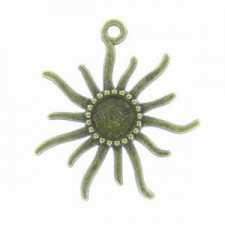 Metal Charm with setting Sun Ø12mm Antique bronze 
